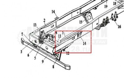 «Кронштейн (ребро) жесткости рамы переднее продольное (L) FAW J6 2801025-78» – №1