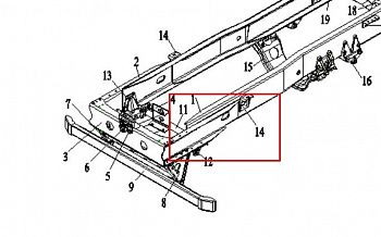 «Кронштейн (ребро) жесткости рамы переднее продольное (L) FAW J6 2801025-78» – №1